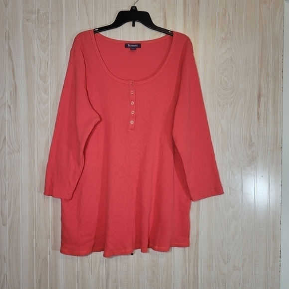 Roaman’s Coral Waffle Thermal Top Sz 22/24 - Picture 2 of 5